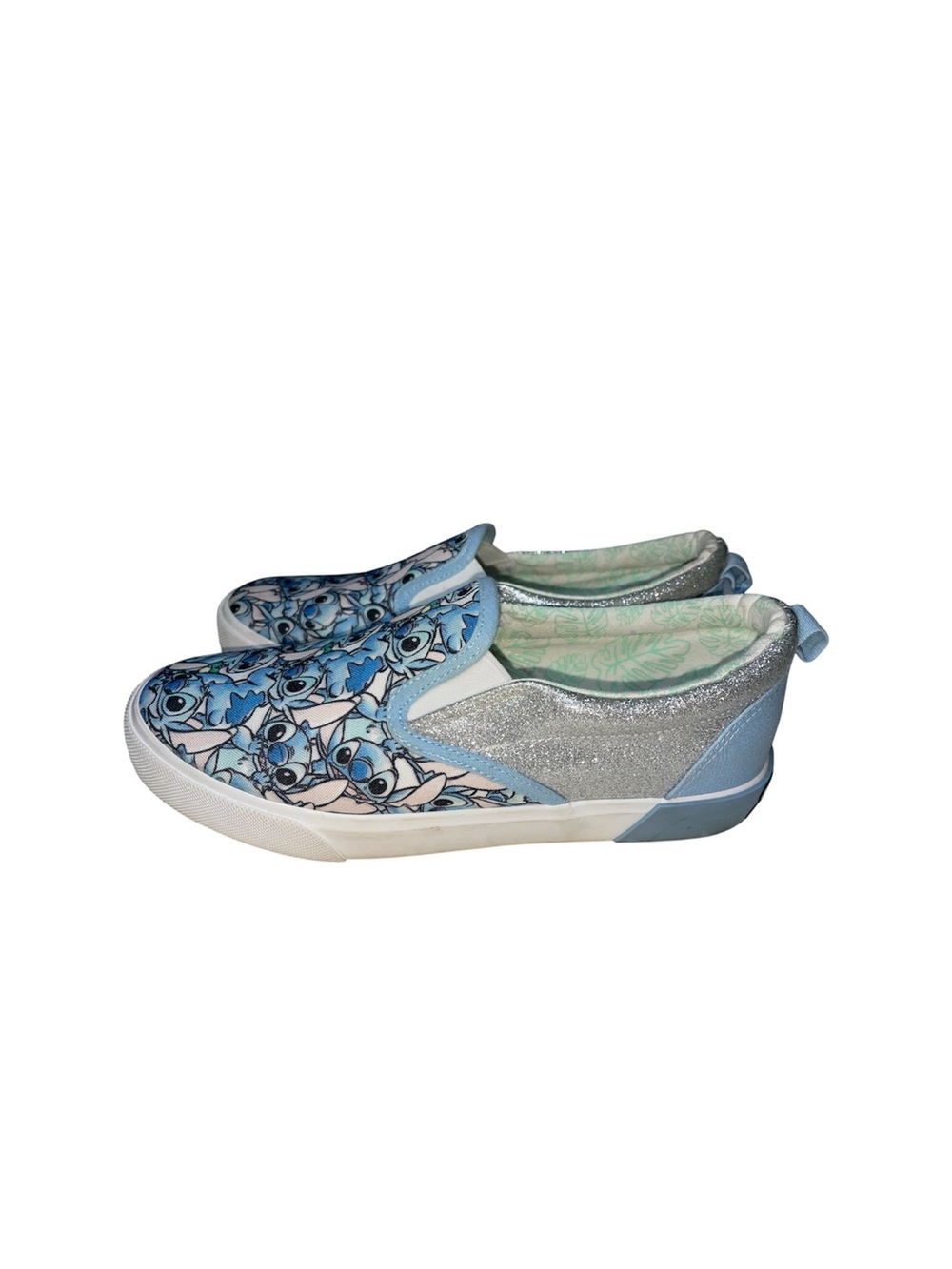 Disney Lilo & Stitch Girls Slip On Glitter Sneakers Size 5 Blue